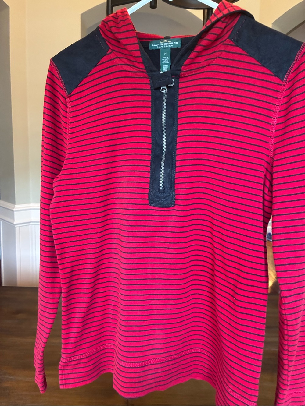 Ralph Lauren women’s Red & Black Striped Hoodie Top